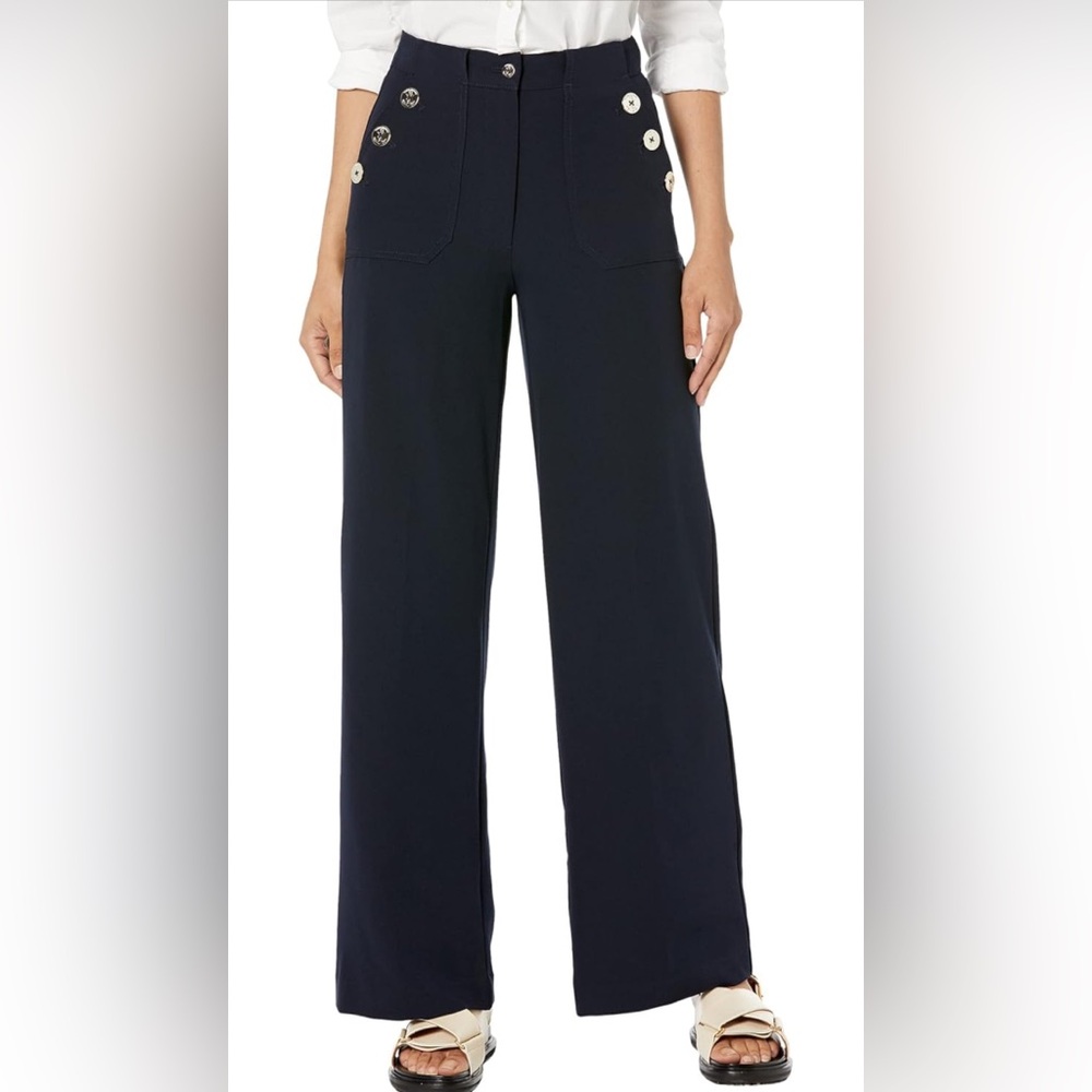 Tommy Hilfiger Navy Button-Trim Trousers